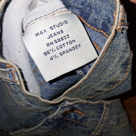 Max Studio Flare Strech Suede side laced Blue Jeans Y2K Size 8 - Picture 6 of 8